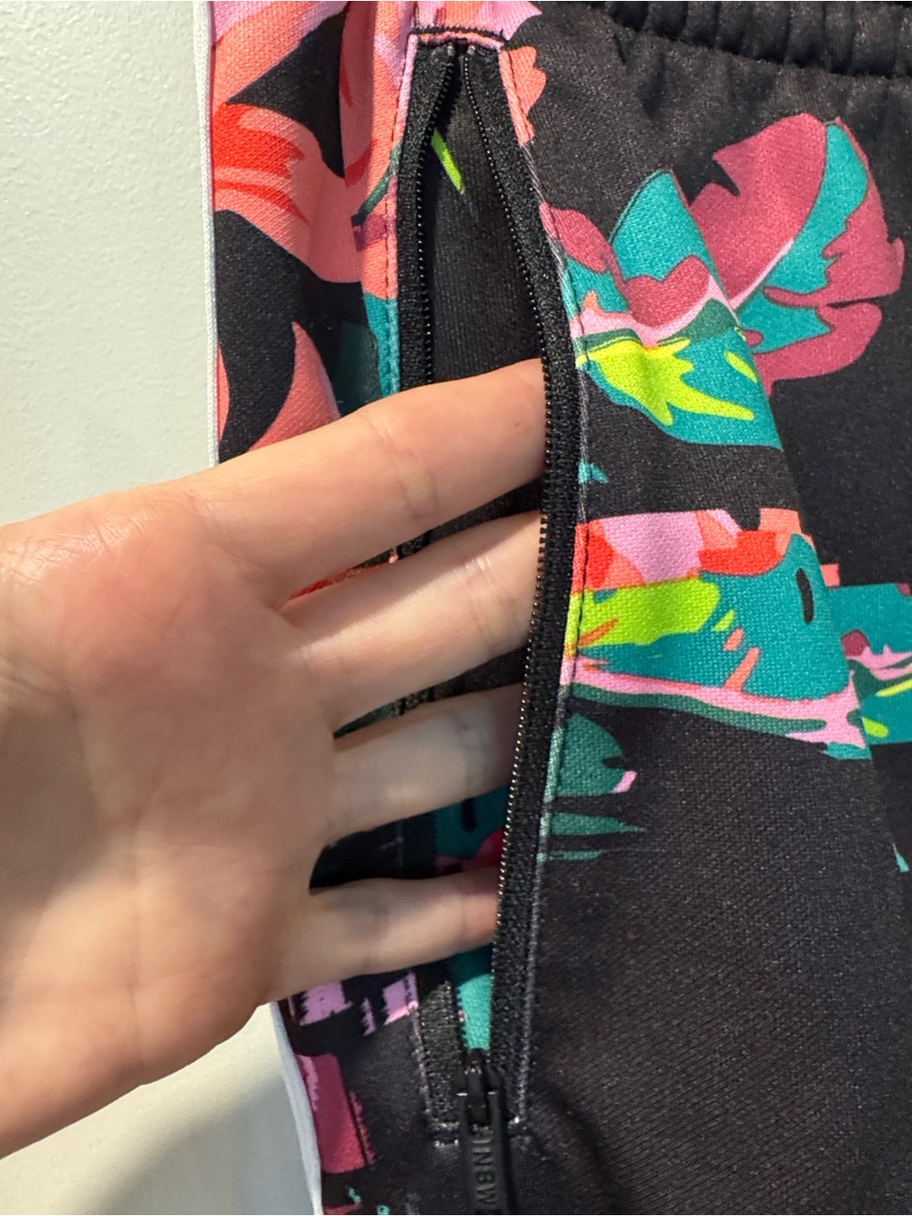 Nike Black Tropical Floral Track Pants with Neon Accents - Picture 3 of 10